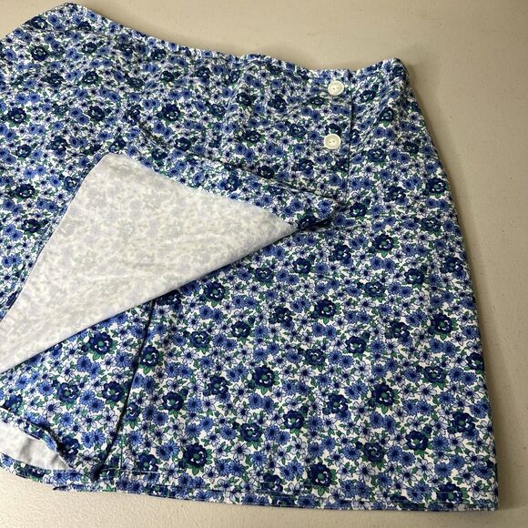 Vtg Basic Editions Womens Skort‎ Size 16 Blue Floral Cotton Built In Shorts Boho - Picture 3 of 10